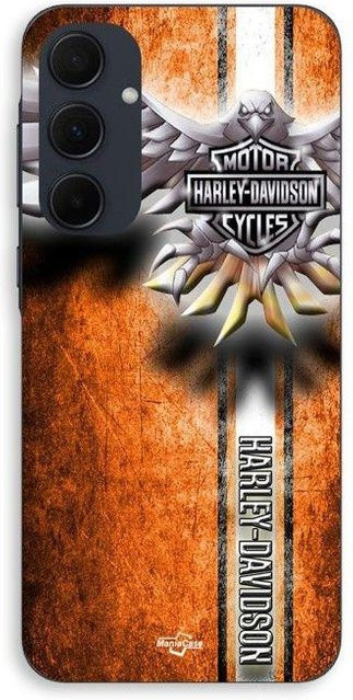 Harley Davidson Handyhülle mit Motor Adler Maniacase für dein Samsung Galaxy A35 in Orange - Bild 1