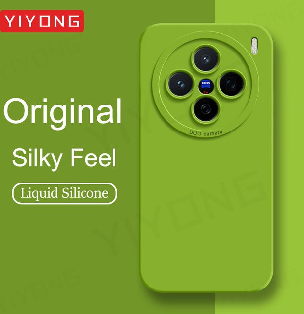 YIYONG Flüssigsilikon Softcover für Vivo X200 Pro, X200 Pro Mini, X100 und X100 Ultra in Gelb und Grün - Bild 1