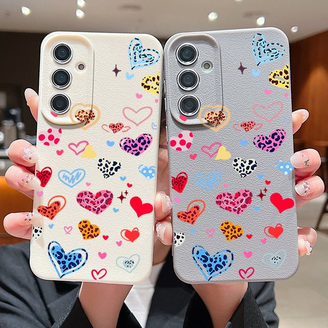 Bunte Herz Handyhülle aus weichem Silikon für Samsung Galaxy S25 S24 S23 S22 Ultra Plus FE und A-Serie in Multicolour - Bild 1