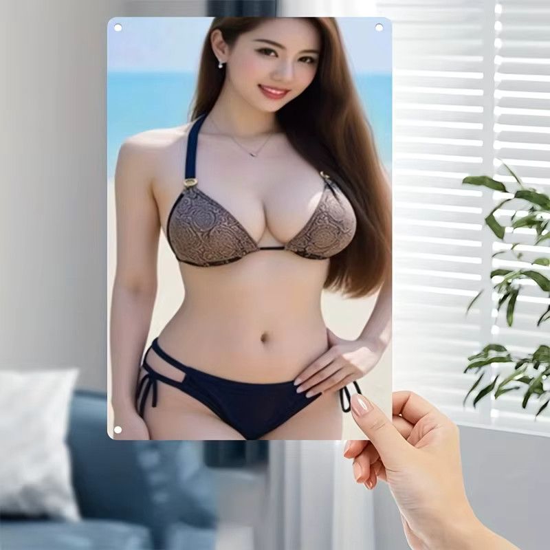 CIFBUY Wandkunst Bikini-Mädchen Metallschild aus Eisen für Zuhause, Bar und Café - Bild 3