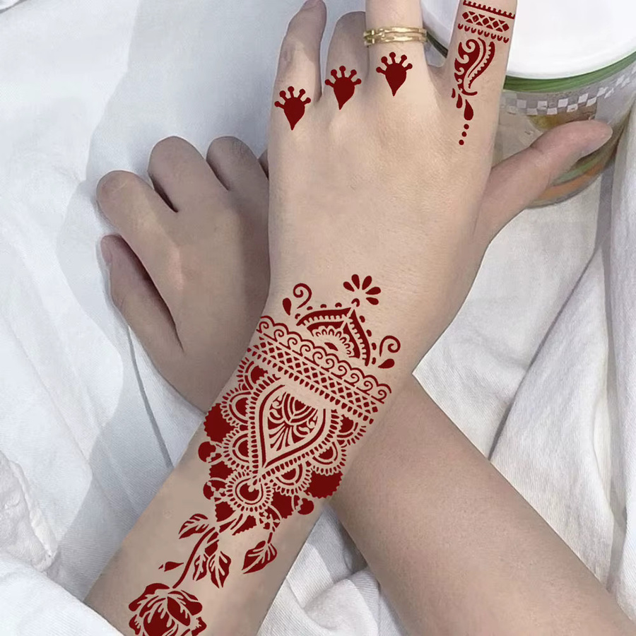 2 Stück Henna-Tattoo-Schablonen, Mond-Mandala-Spitzen-Design - Bild 2