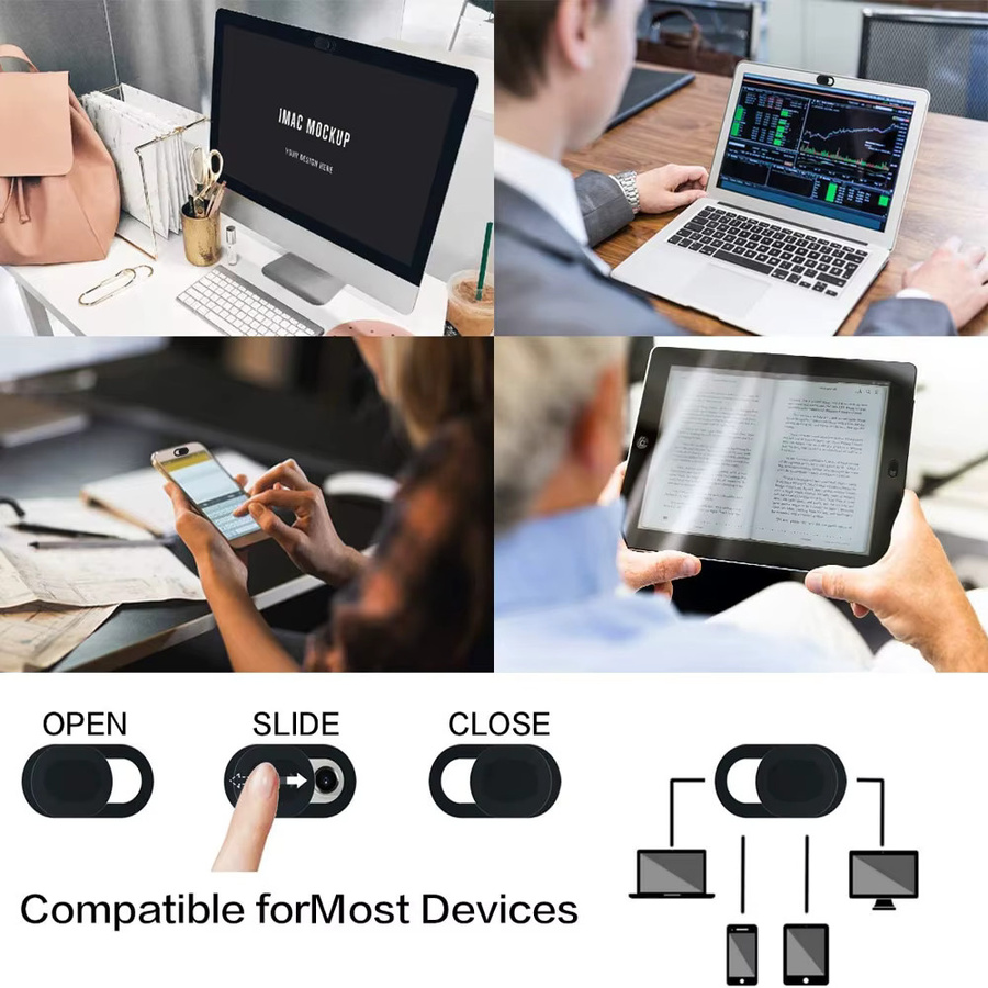 DYM Webcam Abdeckung Set für Laptop, Tablet und Smartphone in Schwarz, 5 oder 10 Stück, Privacy Aufkleber für iPad, PC und Macbook - Bild 2