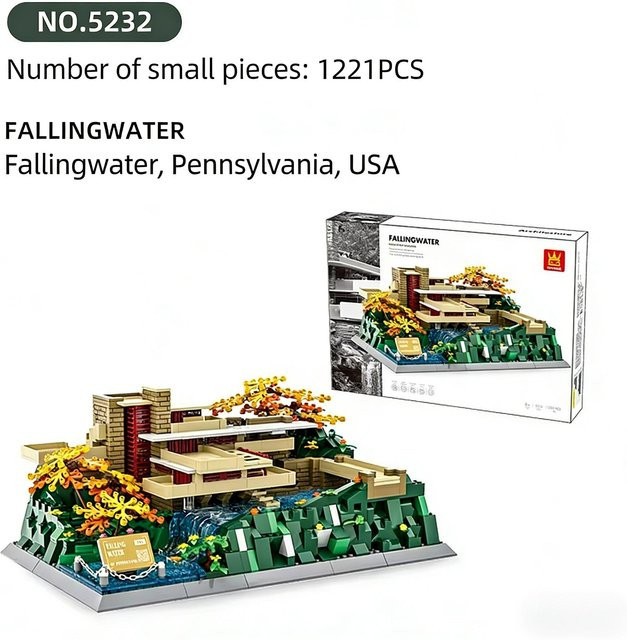 Linyi toy Fallingwater Haus Gebäude Bausteine 1221 Teile 6–12 Jahre - Bild 1