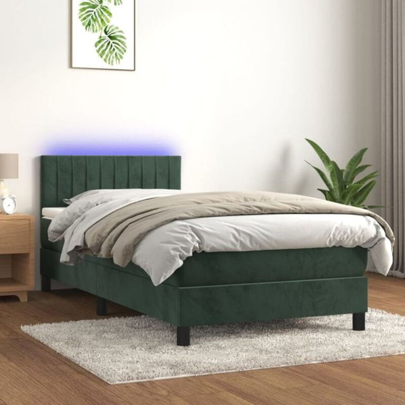 vidaxl Boxspringbett mit Matratze aus Samt in Dunkelgrün B/T/H: 80 x 200 cm - Bild 1