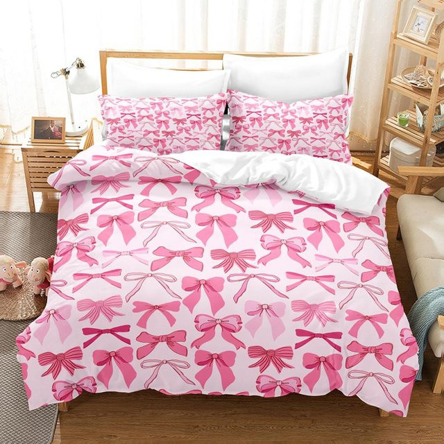 Binchi Fitness Bettwäscheset mit Schleifen-Design, Pink, Mikrofaser, B/H: 200 x 229 cm - Bild 1