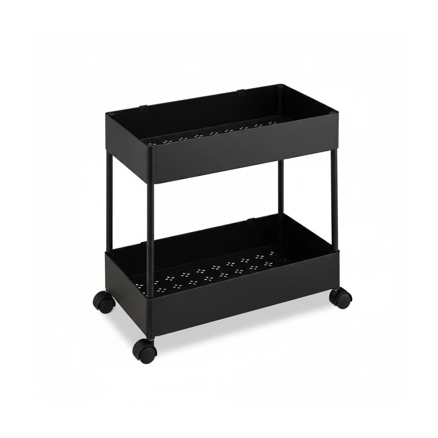 Relaxdays Rollwagen aus Kunststoff und Edelstahl in Schwarz mit 2 Ebenen, B/T/H: 38 x 39,5 x 21,5 cm - Bild 2