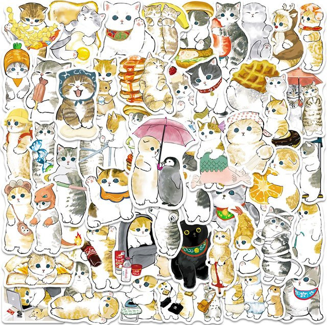 Mofusand Kawaii Katzen Aufkleber, 50-teiliges Set - Bild 1