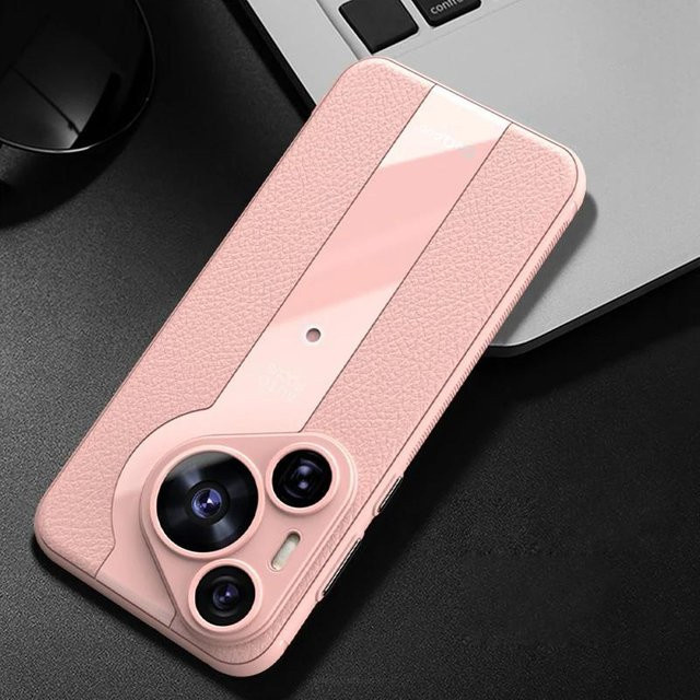 Schutzhülle aus Litschi-Leder und weichem TPU für Vivo X200, X200 Pro und X200 Pro mini mit Linsenabdeckung in Schwarz, Rot oder Pink - Bild 1