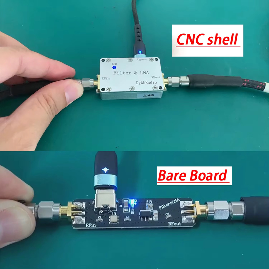 Dykbcells Aktiver SAW-Filter LNA für LoRa Helium Miner und SDR Radio, Farbe: Silber - Bild 2