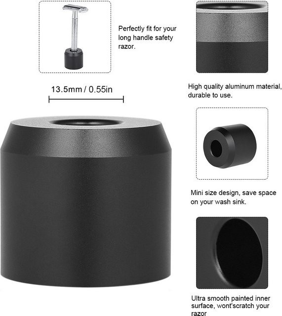 HDSAL Sicherheitsrasiererständer aus Aluminiumlegierung für Herren in Silber oder Schwarz - Bild 1