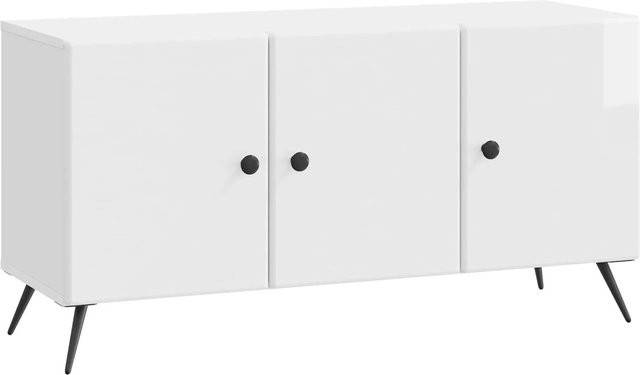 vidaXL TV-Schrank in Hochglanz Weiß, modernes Design aus MDF, B/T/H: 99 x 34,5 x 50 cm - Bild 1