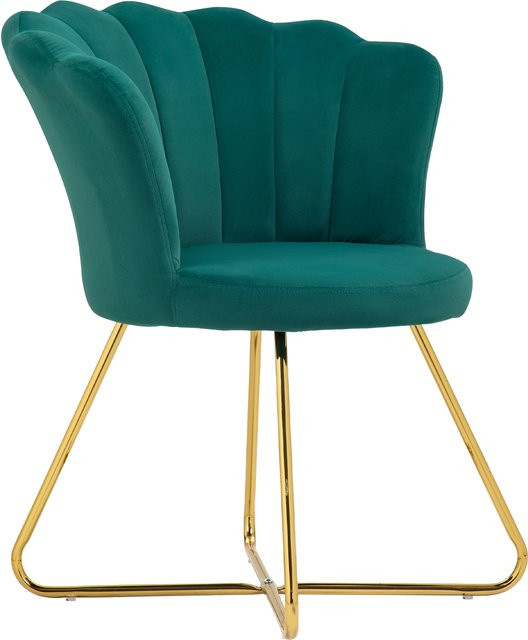 HOMCOM Muschel Sessel aus Samt in Dunkelgrün mit Stahlbeinen, Lounge Chair für Wohnzimmer und Schlafzimmer, B/T/H: 69 x 64 x 80 cm - Bild 1