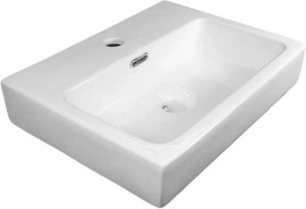 NEG Hänge-Waschbecken Uno66H aus Keramik in Weiß, rechteckig mit Ablagefläche, B: 46 cm, T: 36 cm, H: 12,5 cm