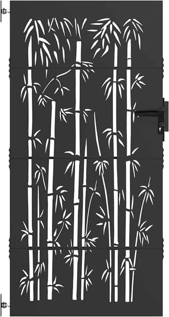 vidaXL Gartentor aus pulverbeschichtetem Stahl in Schwarz, B: 105 cm, H: 200 cm - Bild 1