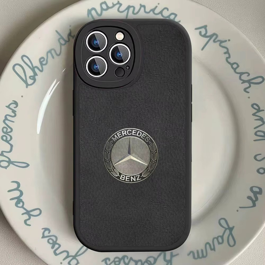 Mercedes-Benz Leder-Handyhülle für iPhone 16 15 14 13 12 11 Pro Max Plus Mini in Schwarz - Bild 4