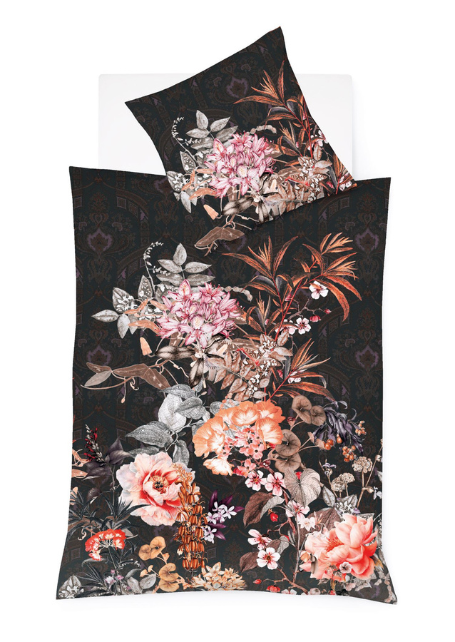 Fleuresse Interlook Jersey Bettwäsche Blumenmeer mahagoni Wende Design B/H: 155 x 220 cm - Bild 1