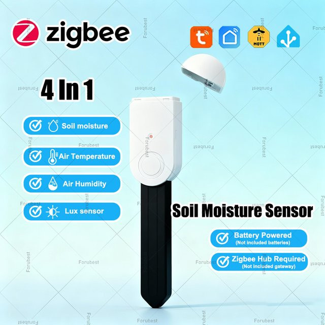Forubest 4 in 1 Zigbee Smart Boden Sensor in Weiß zur Messung von Helligkeit, Feuchtigkeit und Temperatur mit Echtzeit-Monitoring via App und Tuya Unterstützung - Bild 1