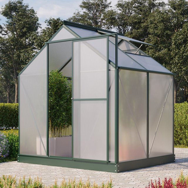 Vitavia Gewächshaus Eos 3100 in Smaragdgrün mit 3,1 m² Fläche, Polycarbonat-Platten und Schwingtür - Bild 1