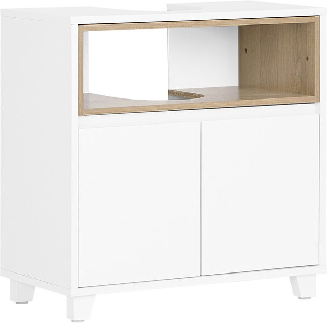 SoBuy Waschbeckenunterschrank BZR148 in Weiß mit Tür und 2 Fächern, schmaler Badezimmerschrank B/T/H: 30,0 x 60,0 x 61,0 cm - Bild 1