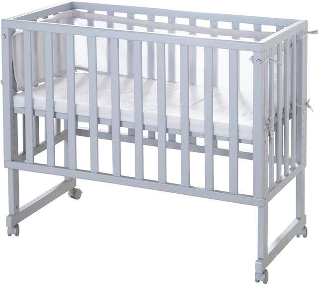 Roba 3in1 Stuben- und Beistellbett mit Barriere in Grau - Bild 1