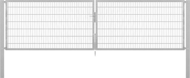 Doppeltor Flexo Plus in Grau aus Stahl, Breite: 500 cm, Höhe: 140 cm, inklusive Pfosten 100 x 100 cm, feuerverzinkt - Bild 1
