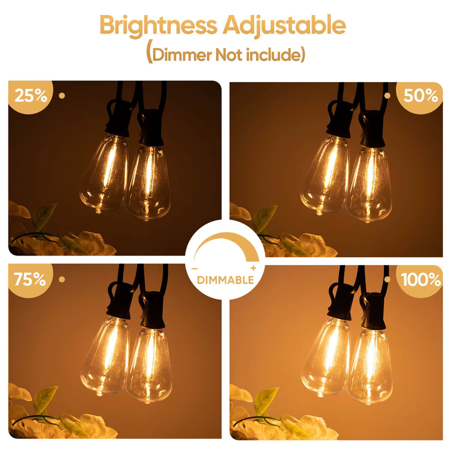 Grensk LED Lichterkette ST38 Retro im warmweißen Design, wasserdicht und bruchsicher, transparent, E12 Fassung - Bild 3