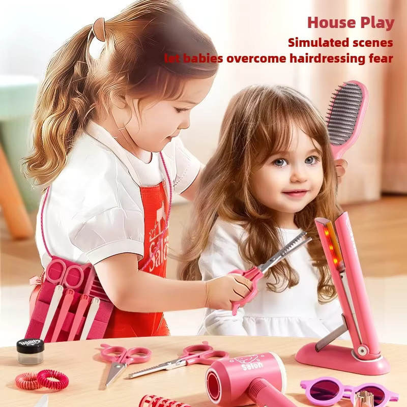 Kmoist Friseursalon Rollenspiel Set für Kinder in Pink mit Haartrockner und Make-up Zubehör - Bild 2