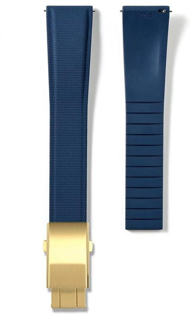 PINSENDA Uhrenarmband FKM-Gummi, 21mm, blau/gold, Herren - Bild 1