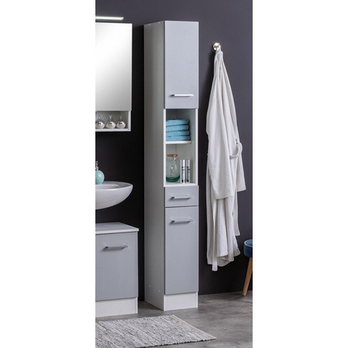 HELD MÖBEL Seitenschrank Riga in Grau, Weiß und Silber, B/T/H: 25 x 35 x 190 cm - Bild 2