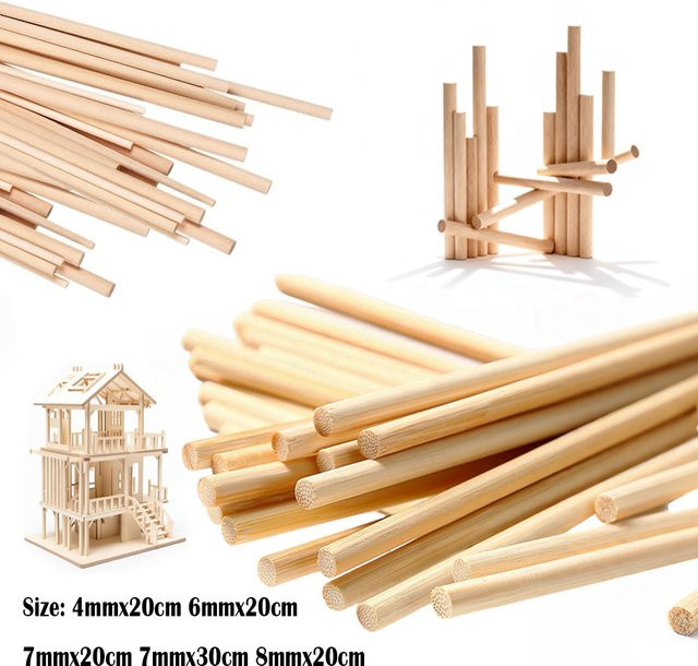 Beige Bambusstäbe aus Holz für DIY-Modellbau und Handarbeit - Bild 1