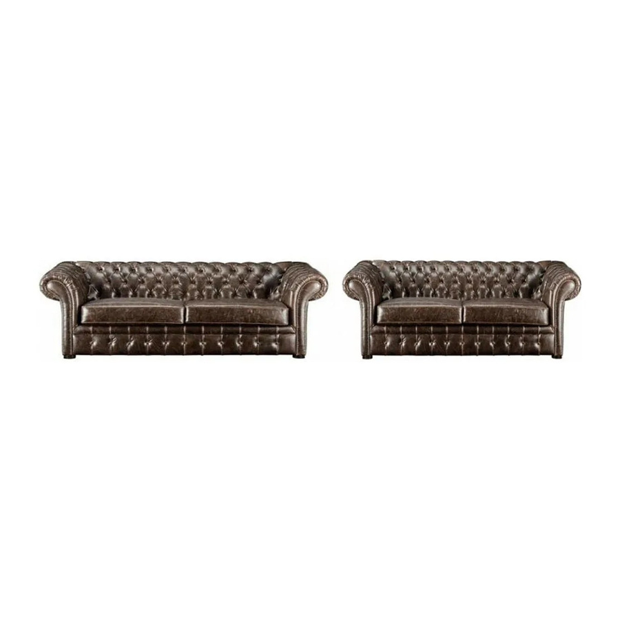 Vente-unique Couchgarnitur Clotaire Chesterfield aus Leder in Schokobraun, bestehend aus 2-Sitzer und 3-Sitzer, Breite: 232 cm, Tiefe: 173 cm, Höhe: 90 cm - Bild 2