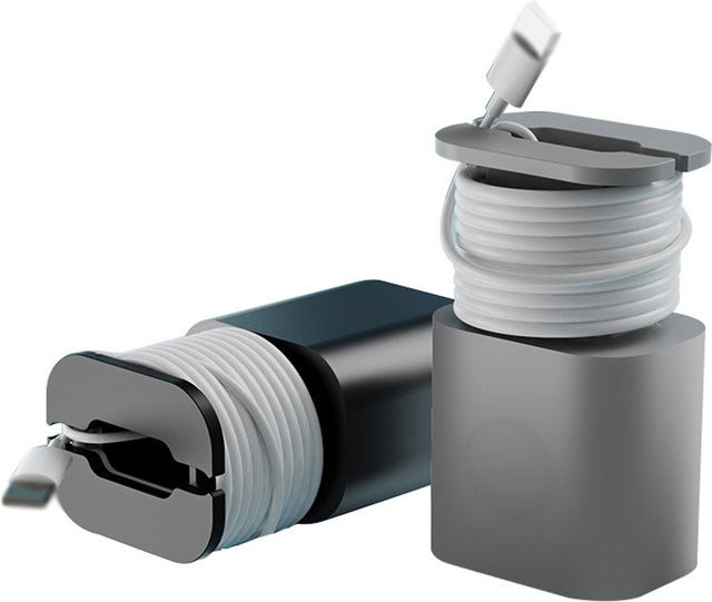 2 in 1 Soft Silikon Ladegerät Schutzabdeckung und Kabel Organizer für iPhone Ladekabel in Schwarz - Bild 1