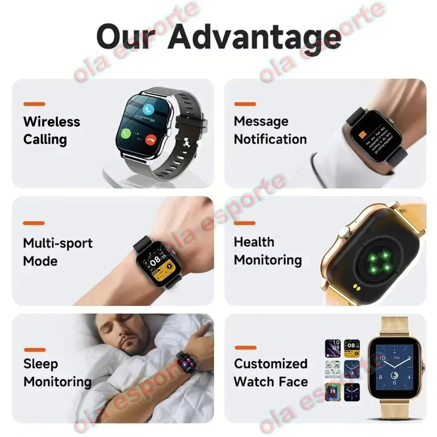 Multifunktionale Smartwatch Ola Esporte HW12 mit Bluetooth-Telefonie, Musiksteuerung und Schlafüberwachung für Männer und Frauen in Schwarz oder Pink - Bild 5