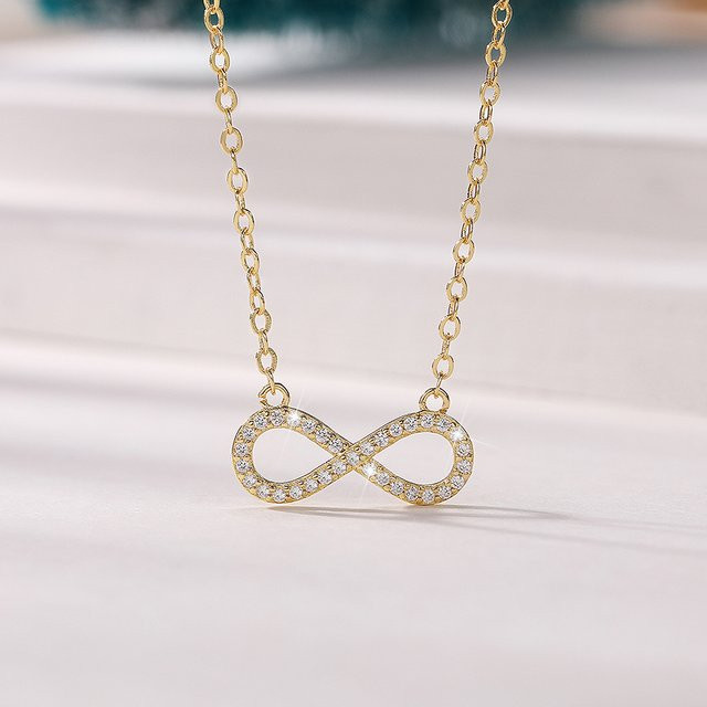Huitan Halskette, Unendlichkeit Form, Zirkonia, Gold, Damen - Bild 1