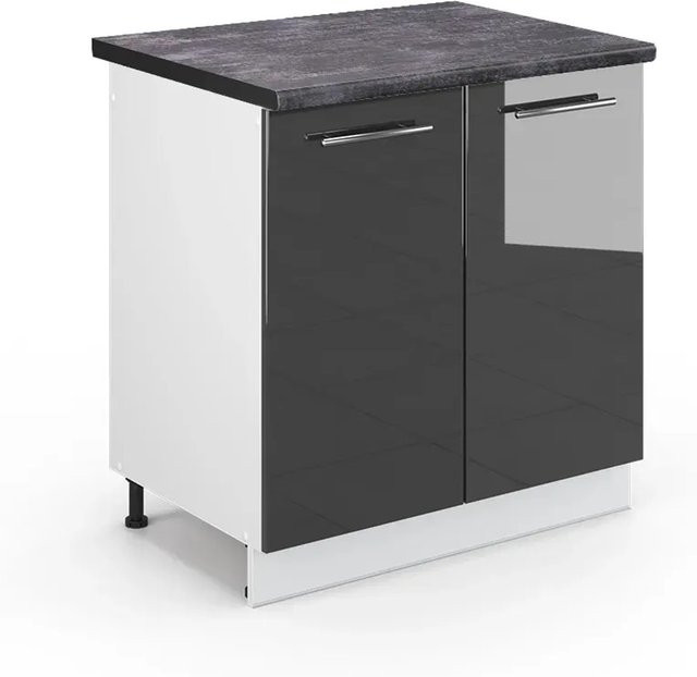 Vicco Spülenunterschrank Fame-Line in Anthrazit Hochglanz und Weiß, B: 80 cm, T: 60 cm, H: 82 cm - Bild 1