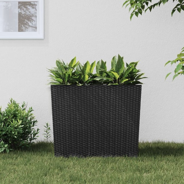 vidaXL Pflanzkübel in Anthrazit mit herausnehmbarem Einsatz im Rattan-Look aus Polypropylen - Bild 2