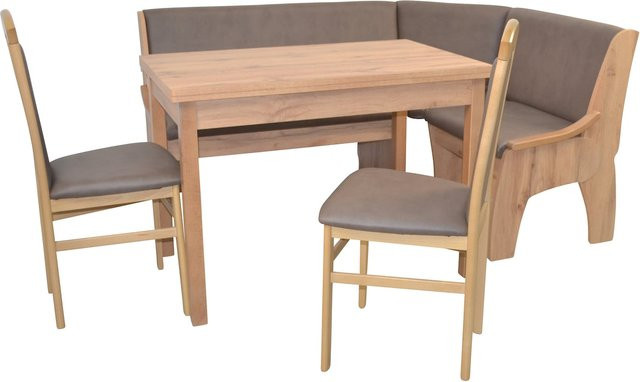 4tlg. Eckbankgruppe Möbel Direkt Online in Buche Braun mit ausziehbarem Tisch, Schenkelmaß: 125 x 165 cm - Bild 1