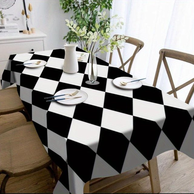 Karierte Tischdecke von JMG Household Supplies in Schwarz, B/B: 145 x 200 cm - Bild 1
