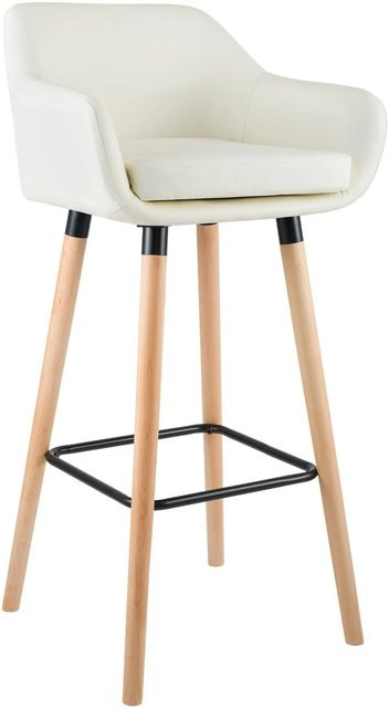 CLP Barhocker Grant in Creme mit Kunstleder und Buchenholz - Bild 1