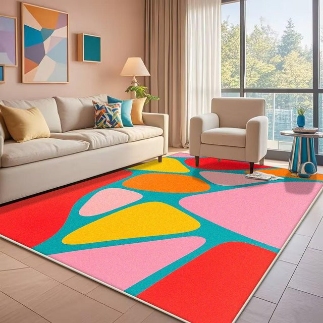 Moderner abstrakter Wohnzimmerteppich Karpetti in Mehrfarbig, pflegeleicht und rutschfest, B/T: 80 x 160 cm - Bild 1