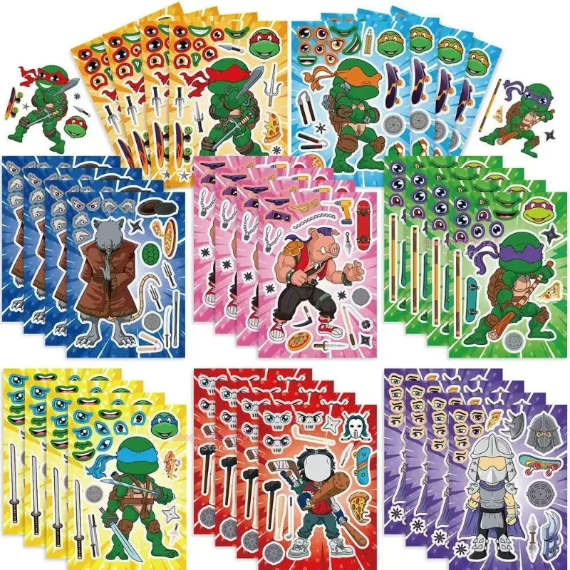Potdemiel Cartoon-Schildkröten Partyzubehör Set mit Ninja-Aufklebern, Geschenktüten, Schlüsselanhängern und Luftballons in Mehrfarbig für Kindergeburtstage und Karneval - Bild 3