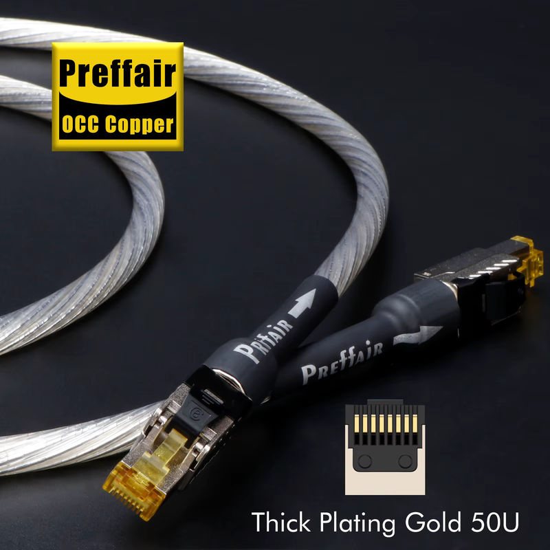 Preffair Cat8 Ethernet LAN Kabel mit RJ45-Schnittstelle in Sterlingsilber und Gold - Bild 2