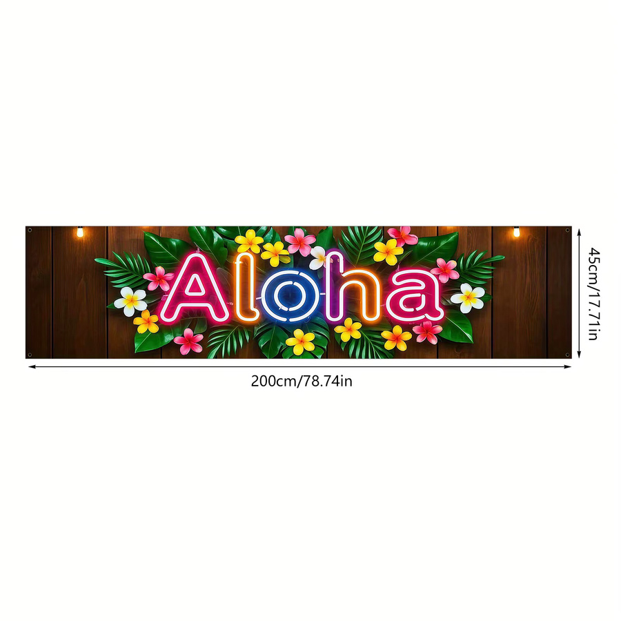 VIKAMA Aloha Banner mit tropischem Blumenmuster in Multicolour für Sommerpartys und Poolpartys, B/H: 180 x 35 cm - Bild 6