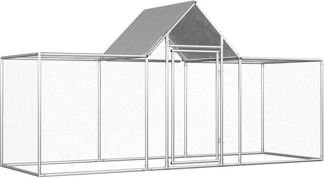 vidaXL Hühnerstall aus verzinktem Stahl in Silber, B/T/H: 3 x 1 x 1,5 m - Bild 1