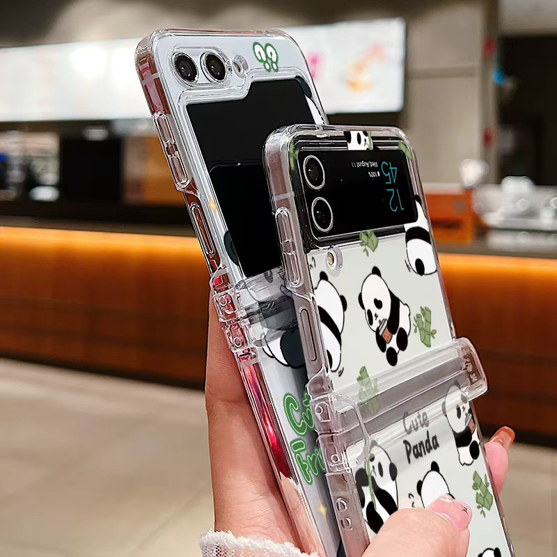 Transparente faltbare Handyhülle mit Panda-Muster für Samsung Galaxy Z Flip (kompatibel mit Z Flip 8, 7 FE, 6, 5, 4, 3) - Bild 3