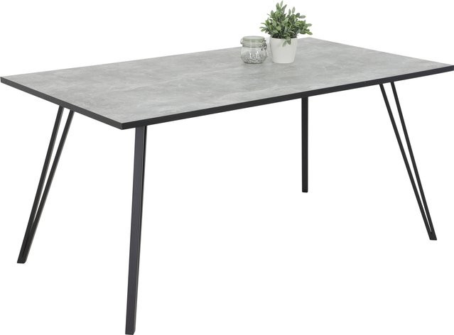 Esstisch OKSANA Hela in Grau und Beton-Optik mit Metallgestell, B/T/H: 180 x 90 x 76 cm - Bild 1