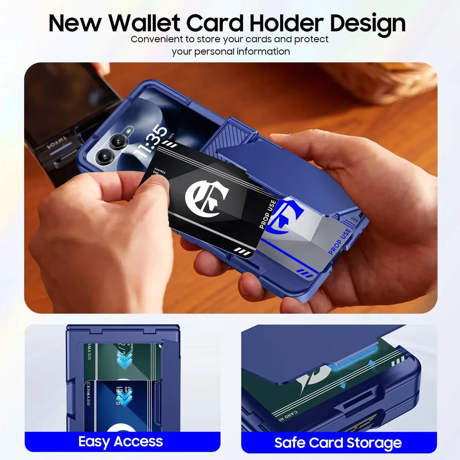 Motorola Razr 2025/2024 Handyhülle mit Kartenhalter und Scharnierschutz, RFID-blockierend und stoßfest, Blau - Bild 4