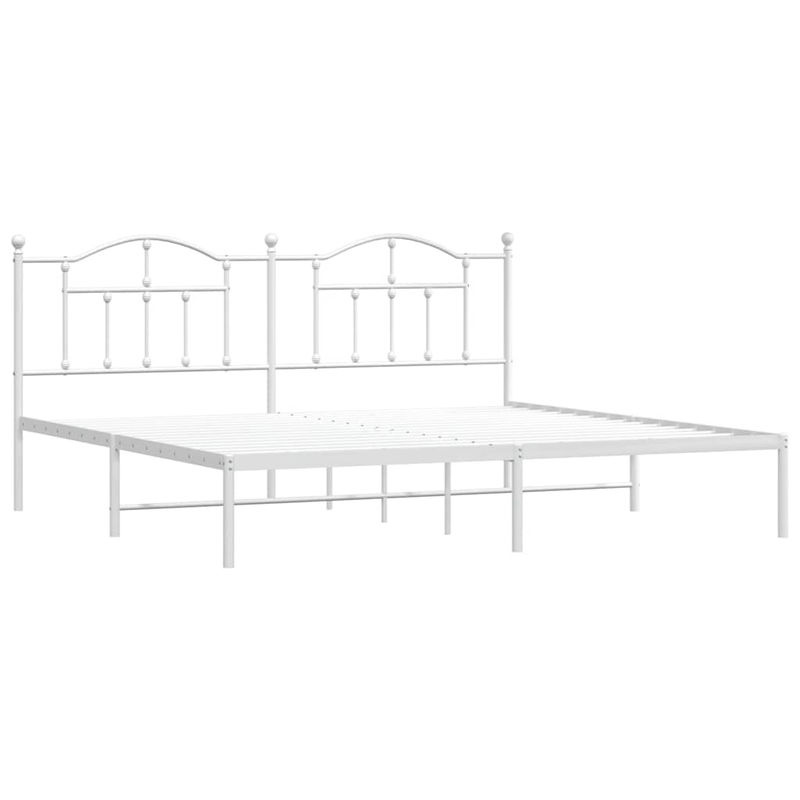 Vidaxl Metall-Bettgestell mit Kopfteil in Weiß, klassisch und minimalistisch, B/T: 200 x 200 cm - Bild 2