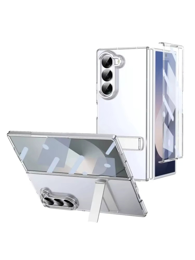 Samsung Transparente Handyhülle mit Metallhalter für Galaxy Z Fold 7, 6, 5, 4 Stoßfester Schutz in Rot - Bild 4