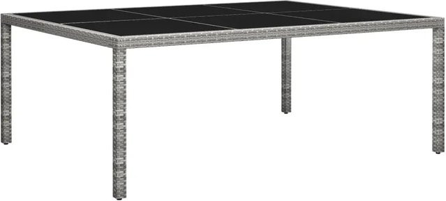 vidaXL Garten-Esstisch aus Poly Rattan und Glas in Grau B/T/H: 200 x 150 x 74 cm - Bild 1